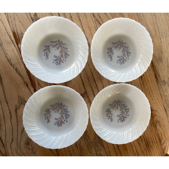 Other - Set Of 4 Vintage Termocrisa Mexican Milk Glass Bowls With Floral Design